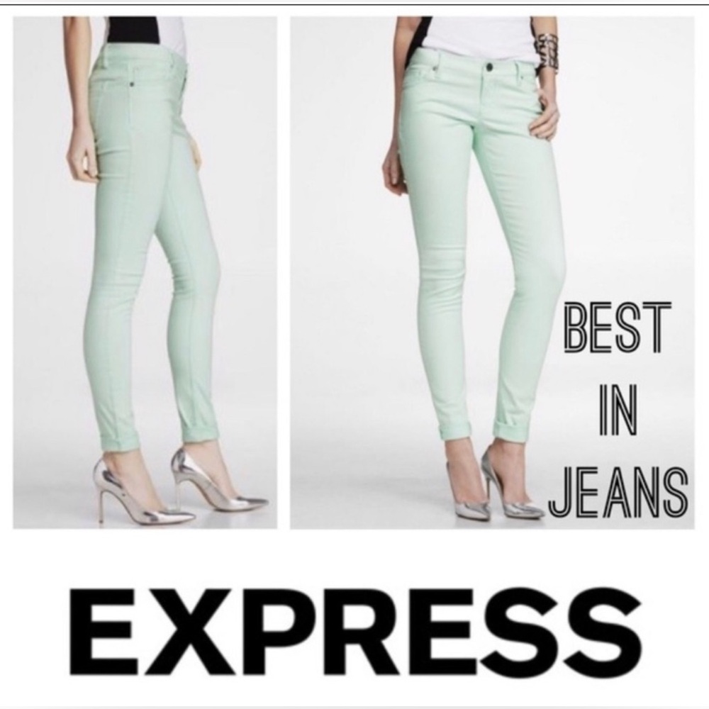Express Mint Green Stella Skinny Jeans